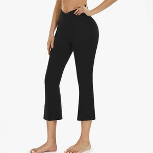 🔥🆕🔥 Aoliks Capri Flare Leggings for Women, Tummy Control High-Waisted Wide Leg